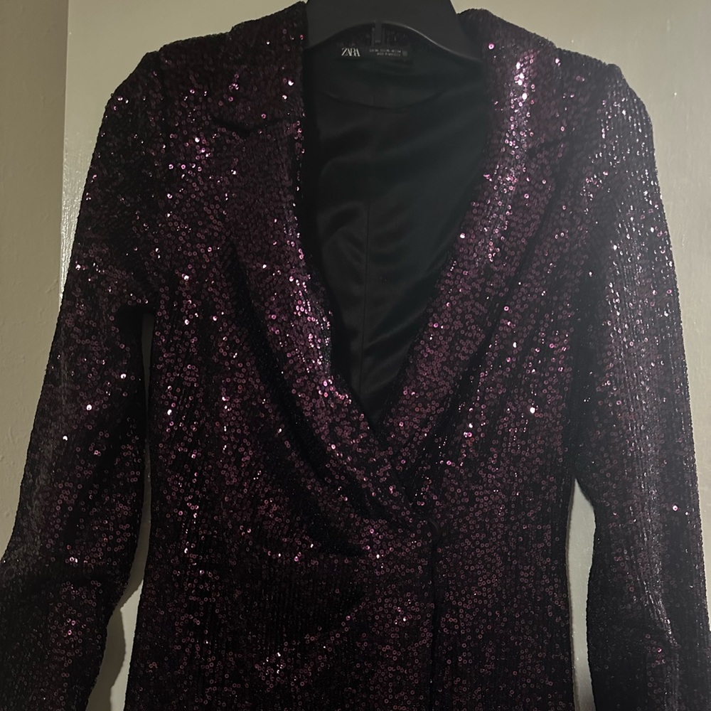 Purple Sequin Blazer Dress